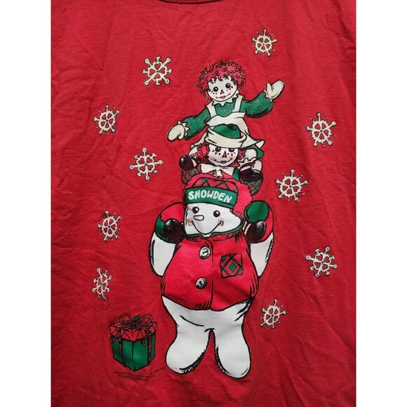Vintage Snowden Raggedy Ann Andy T Shirt Adult One Size Red 90s Christmas - Picture 3 of 7